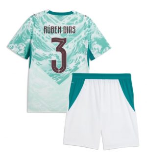 Portugal Ruben Dias #3 Uit tenue Kids WK 2026 Voetbalshirt Shorts Set