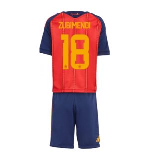 Spanje Martin Zubimendi #18 Thuis tenue Kids WK 2026 Voetbalshirt Shorts Set Spanje Martin Zubimendi #18 Thuis tenue Kids WK 2026 Voetbalshirt Shorts Set