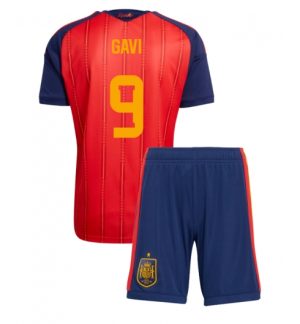 Spanje Paez Gavi #9 Thuis tenue Kids WK 2026 Voetbalshirt Shorts Set Spanje Paez Gavi #9 Thuis tenue Kids WK 2026 Voetbalshirt Shorts Set