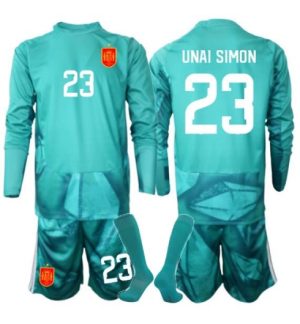 Spanje Unai Simon #23 Keeper Uit tenue Kids WK 2026 Lange Mouwen Voetbalshirt (+ broek)
